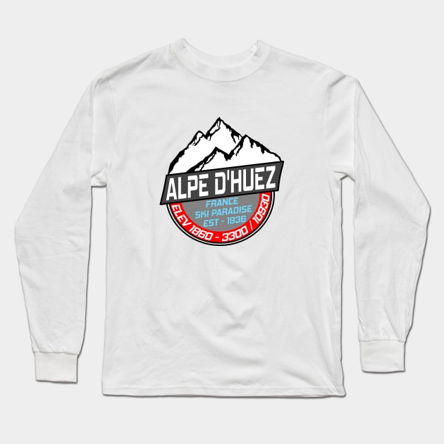 Ski L' Alpe D'Huez France Skiing Paradise Long Sleeve T-Shirt by ChrisWilson